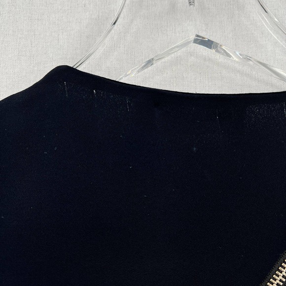 A.L.C. Dress Womens 0 Black Miro Viscose Blend Zipper Accent Mini Fit Flare Crew - Picture 13 of 14